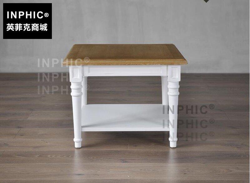 INPHIC-歐式簡約客廳木茶幾 框白色楊木架雙層沙發邊角幾