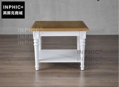 INPHIC-歐式簡約客廳木茶幾 框白色楊木架雙層沙發邊角幾