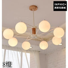 INPHIC-實木簡約餐廳燈具北歐臥室吊燈田園客廳歐式-8燈