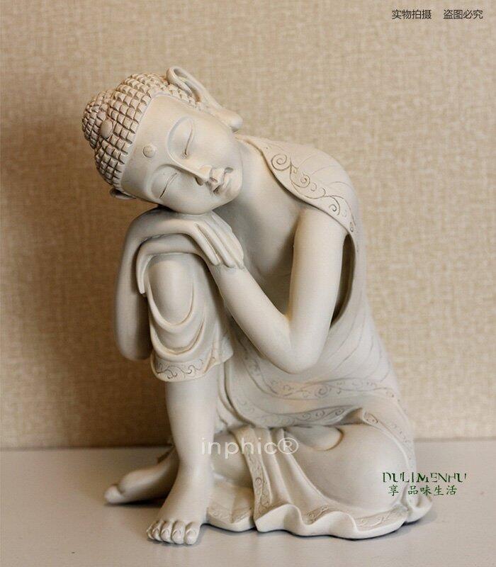 INPHIC-禪意家居裝飾擺飾 複古做舊樹脂抱膝佛書房客廳隔斷擺設