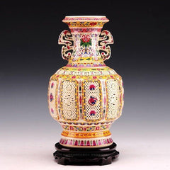 INPHIC-景鎮德陶瓷 現代時尚歐式 粉彩瓷王鏤空花瓶家居裝飾擺飾 工藝品