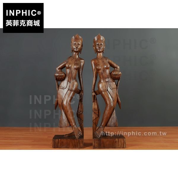 INPHIC-酒店會所東南亞迎賓女落地大擺飾泰式木雕人物門廳