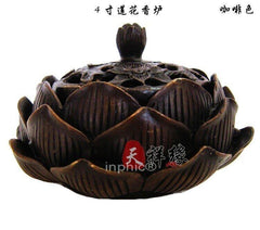 INPHIC-開光銅蓮花香爐工藝品銅爐擺飾熏香爐佛教佛具 檀香香爐 帶蓋