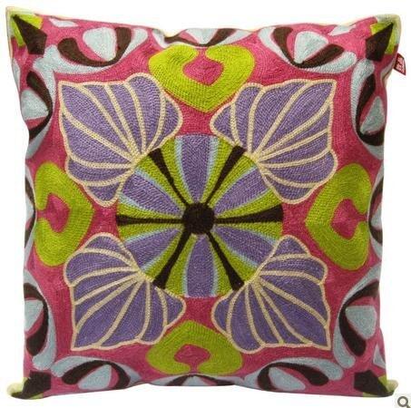 INPHIC-棉線滿繡刺繡 歐亞民族風情 純棉靠墊抱枕 寶石花