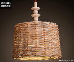 INPHIC- 新中式竹編吊燈東南亞餐廳吧臺茶室燈日式竹子燈籠竹藝吊燈