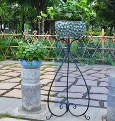 INPHIC-歐式鐵藝花架子 落地式花盆架 陽臺客廳綠蘿吊蘭盆景架花幾(單盆)