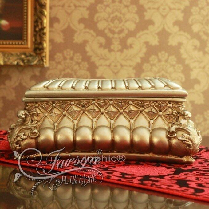 INPHIC-正品歐式複古家居家飾工藝品宮廷樹脂銀色紙巾盒