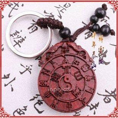 INPHIC-開光紅檀木太極轉運輪桃木鑰匙掛項墜 生肖豬開運物3