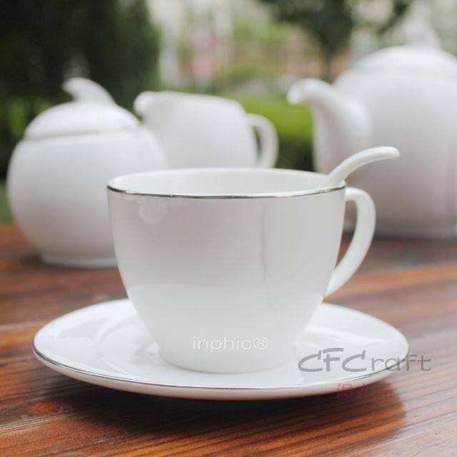 INPHIC-15頭英皇鉑金咖啡具套件荷花狀咖啡茶具套裝贈6把骨瓷咖啡勺