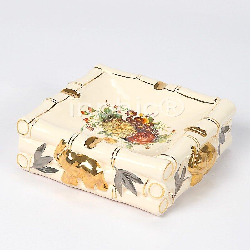 INPHIC-陶瓷煙灰菸灰缸 奢華田園描金浮雕客廳臥室煙缸