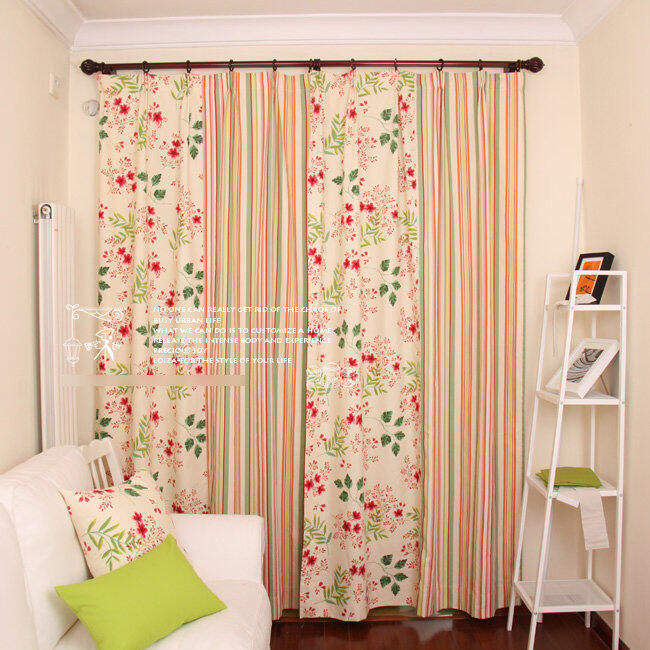 INPHIC-純棉 田園 小碎花 條紋 系列 棉麻 遮光窗簾客製