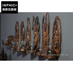INPHIC-泰國燭臺掛飾門廳壁飾木質東南亞壁掛工藝品裝飾品