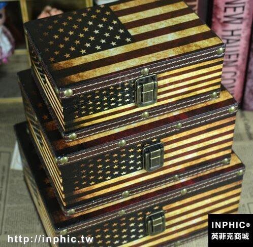 INPHIC-英國旗手提箱復古國旗木箱 婚紗攝影道具櫥窗陳列箱子-美國旗小款