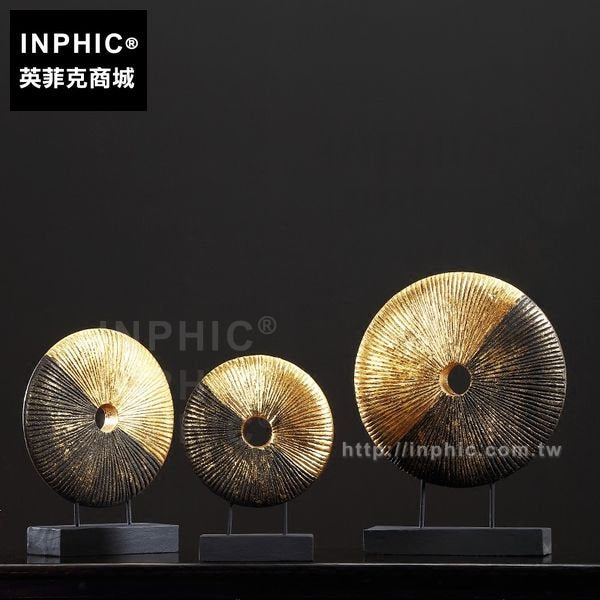 INPHIC-三件套黑金聚財木雕桌面擺飾裝飾東南亞客廳泰國擺設工藝
