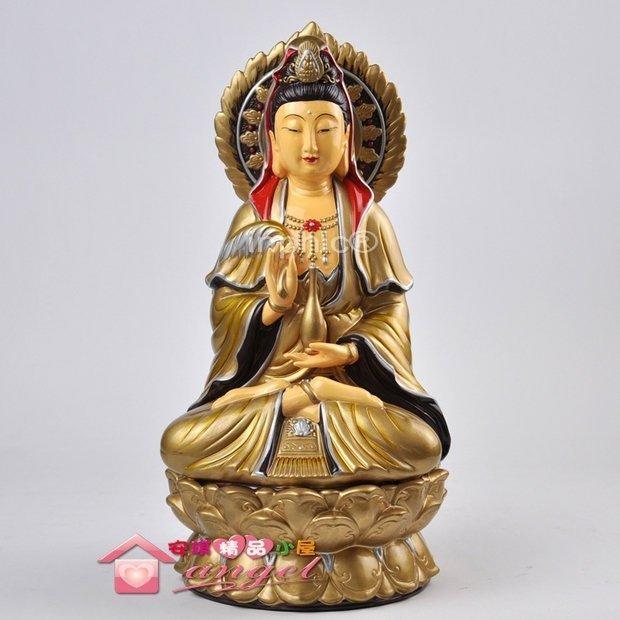 INPHIC-工藝品 風水擺飾 金銅色觀音菩薩 陶瓷擺飾
