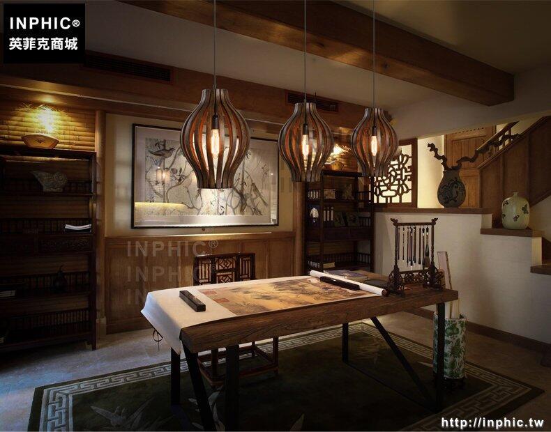 INPHIC- 東南亞風格創意實木藝術餐廳茶樓茶室吧臺泰日式個性單頭復古吊燈