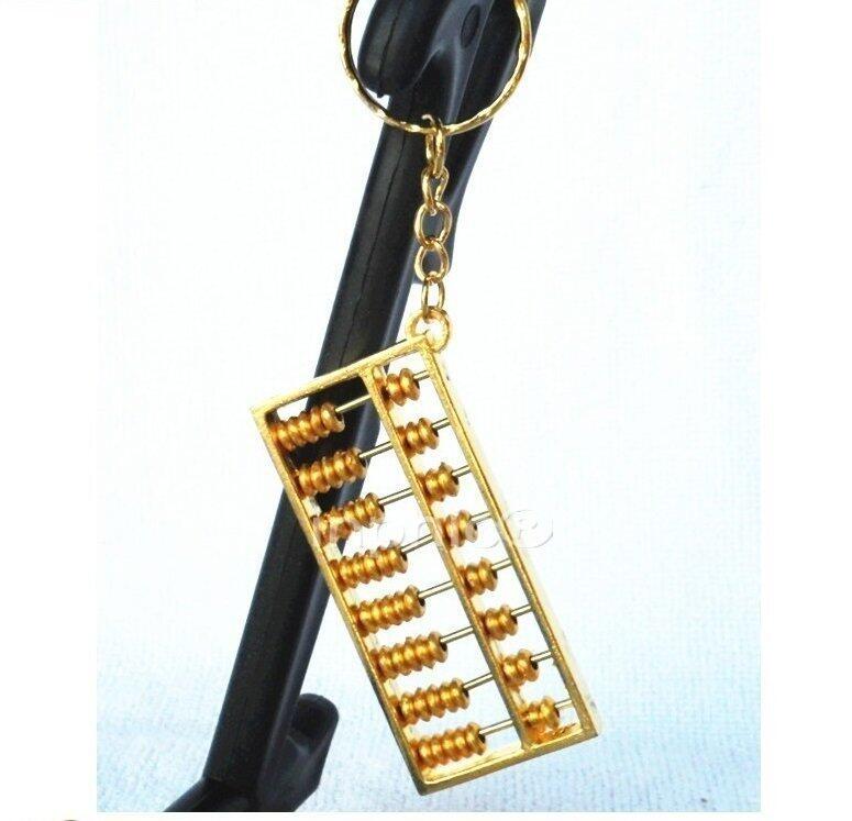 INPHIC-宗教 開光鍍銅金算盤鑰匙扣 精打細算防漏財助運招財小算盤 助學業 2個裝