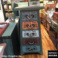 INPHIC-美式田園鄉村木櫃全實木整裝抽屜櫃鐵制邊框酒吧專賣店裝飾櫃-高櫃