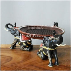 INPHIC-大象擺件 工藝品 招財 東南亞風格 泰國 樹脂三象託盤