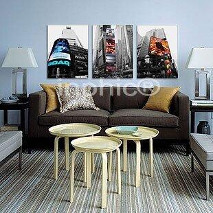 INPHIC-紐約時代廣場客廳無框畫三聯畫臥室裝飾畫風景歐美現代簡約風景