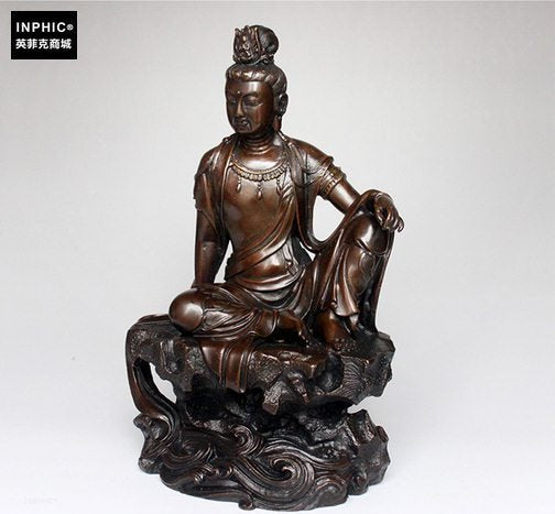 INPHIC-佛像 開光純銅自在觀音辦公室銅觀音像家居客廳裝飾品工藝品佛