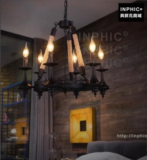 INPHIC-吧臺藝術酒吧loft鄉村咖啡廳美式吊燈餐廳工業麻繩燈飾複古