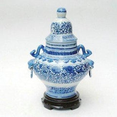 INPHIC-ZF-B605 景德鎮 青花陶瓷 富貴蓮藤雙耳花瓶 送壽 復古擺飾