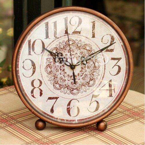 INPHIC-歐式復古鐵藝表 座鐘 質樸風格座鐘 數字棕色復古造型臺鐘