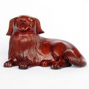 INPHIC-木雕刻擺飾紅木工藝品 12生肖可愛獅毛狗