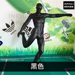 INPHIC-體育用品運動道具足球模特肌肉男櫥窗陳列全身展示架踢足球-黑色