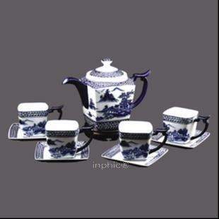 INPHIC-至正青花瓷 春江飛燕10件套四方咖啡具茶具 會議 慶典 福利)