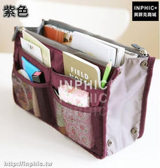 INPHIC-旅行洗漱用品整理包中包女包內膽包拉鍊便攜化妝包雙層手提收納包-紫色