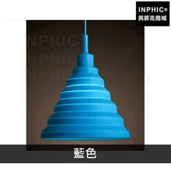 INPHIC-簡約現代咖啡奶茶燈具餐廳燈三燈彩色兒童房間魚線吊燈-藍色