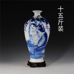 INPHIC-景德鎮十五斤青花陶瓷酒瓶 15斤密封酒罈 空酒具 手繪梅瓶貓趣2