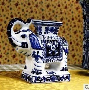 INPHIC-中式青花陶瓷凳 手繪大象登 家居擺設 工藝擺飾