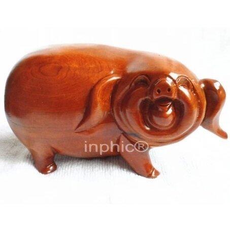 INPHIC-開光桃木招財笑豬擺件 歡喜金豬招財旺運工藝品擺設 吉祥如意