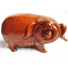 INPHIC-開光桃木招財笑豬擺件 歡喜金豬招財旺運工藝品擺設 吉祥如意