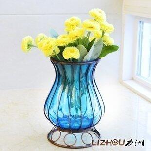 INPHIC-歐式田園花瓶 地中海風情 鐵藝玻璃花瓶 桌上花瓶