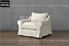 INPHIC-歐式田園羽絨布藝沙發 美式鄉村可拆洗單人沙發