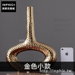 INPHIC-裝飾品櫃檯家居鍍金酒架室內幾何陶瓷歐式抽象客廳擺件-金色小款