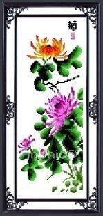 INPHIC-海開牡丹十字繡 套件梅蘭竹菊 秋菊 掛畫 花草 四選一