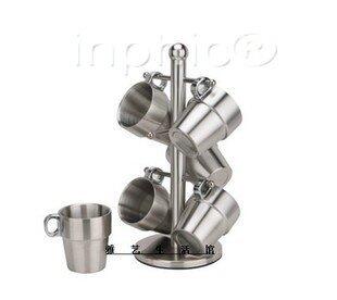 INPHIC-不銹鋼咖啡杯子 雙層不銹鋼防燙水杯 咖啡杯 七件套杯裝