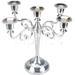 INPHIC-銀色歐式5頭燭臺 創意浪漫婚慶蠟臺 可旋轉 燭光晚餐道具