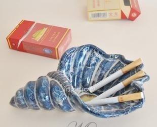INPHIC-景德鎮特色陶瓷 造型煙灰菸灰缸 藍色海螺 大氣時尚家居必備品