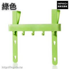 INPHIC-廚房櫥櫃門背式5連掛鉤免釘衣掛衣鉤無痕廚具門後掛鉤衣服壁掛架-綠色