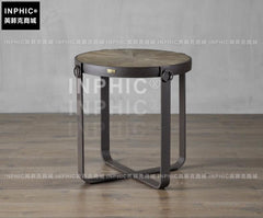 INPHIC-歐式簡約鐵木沙發圓茶幾 工業風客廳陽臺創意休閒復古小咖啡桌-A款