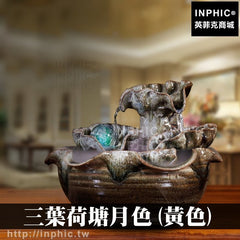 INPHIC-開運 居家店面加濕器擺飾開運風水球水景辦公室三葉荷塘黃色擺設大廳庭院造景風水輪假山流水噴泉招財魚缸