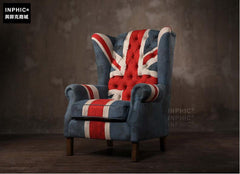 INPHIC-英倫高靠背老虎椅 美式布藝單人沙發鄉村風臥室傢俱