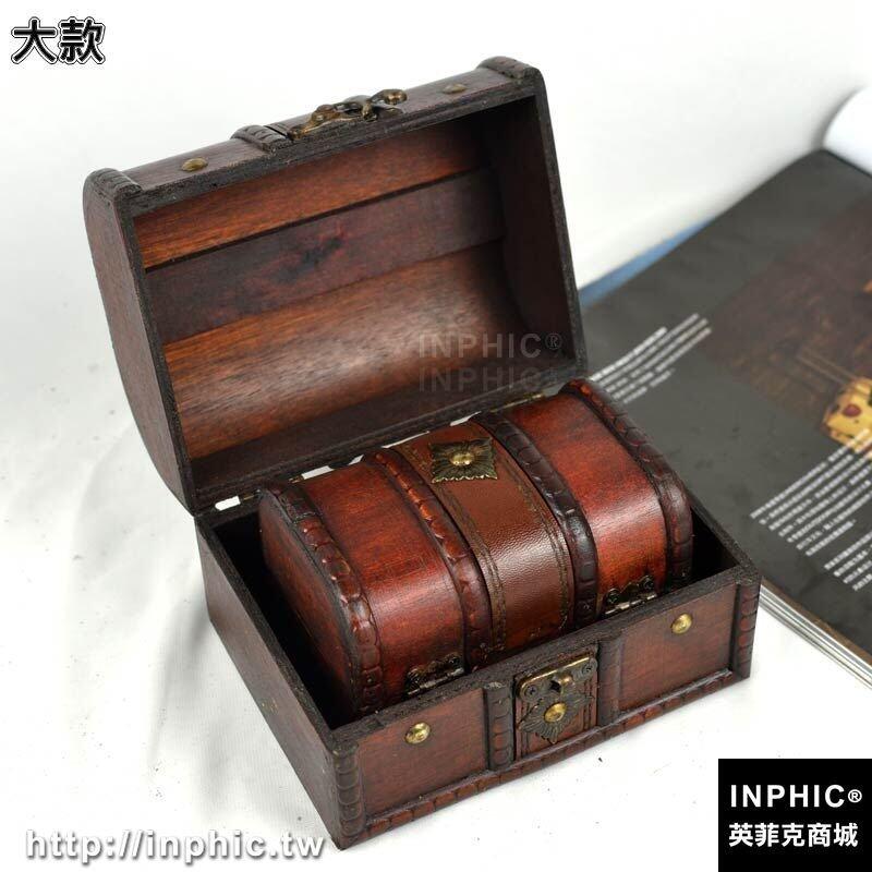 INPHIC-套裝懷舊帶鎖復古歐式收納小木盒子 做舊拍攝道具家居擺件-大款