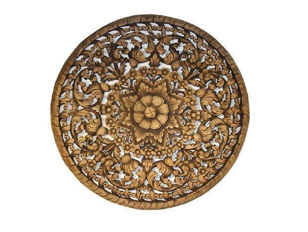 INPHIC-東南亞 家居飾品 泰國風格 木雕 掛飾 蓮花鏤空板 圓形